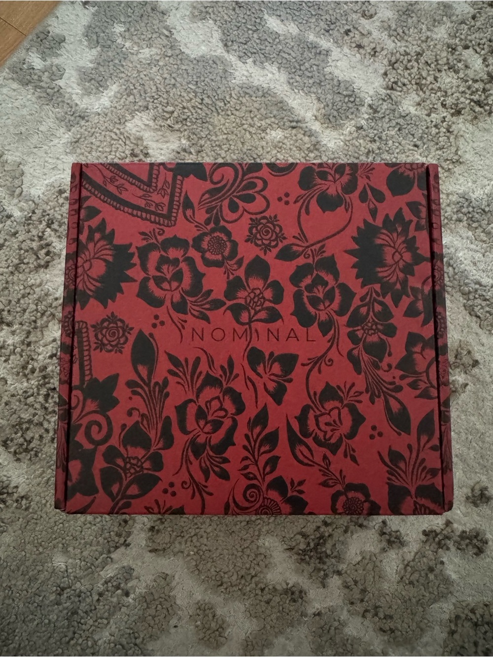 Nominal Jewelry Gift Box Red & Black Floral Empty Packaging